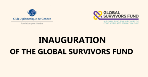 Poster reading 'Inauguration of the Global Survivors Fund'