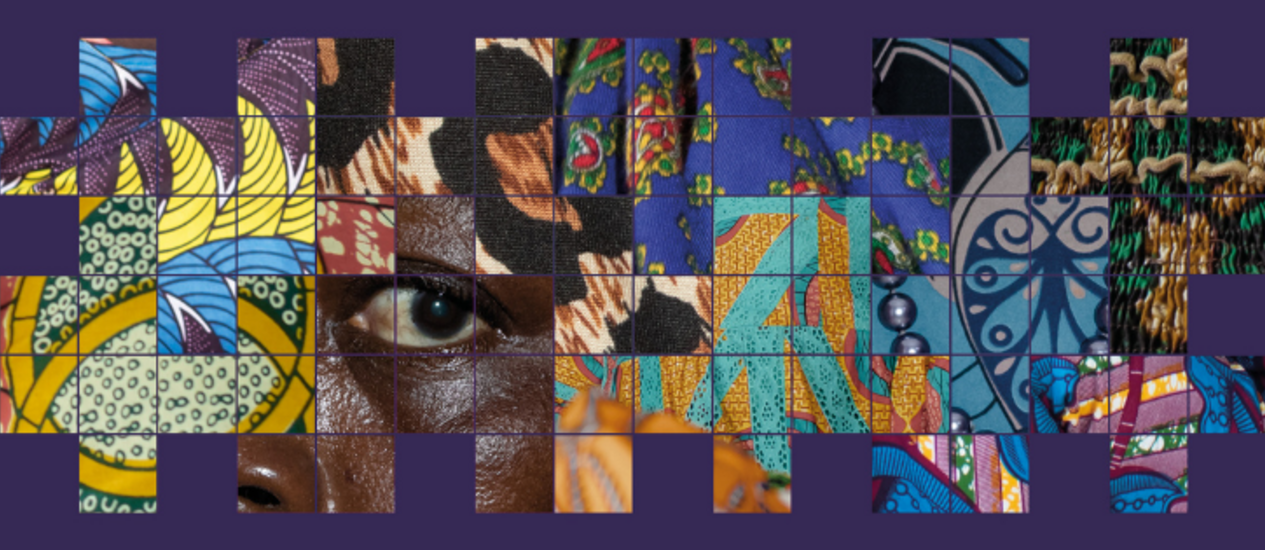 Graphic collage of an African woman's eye